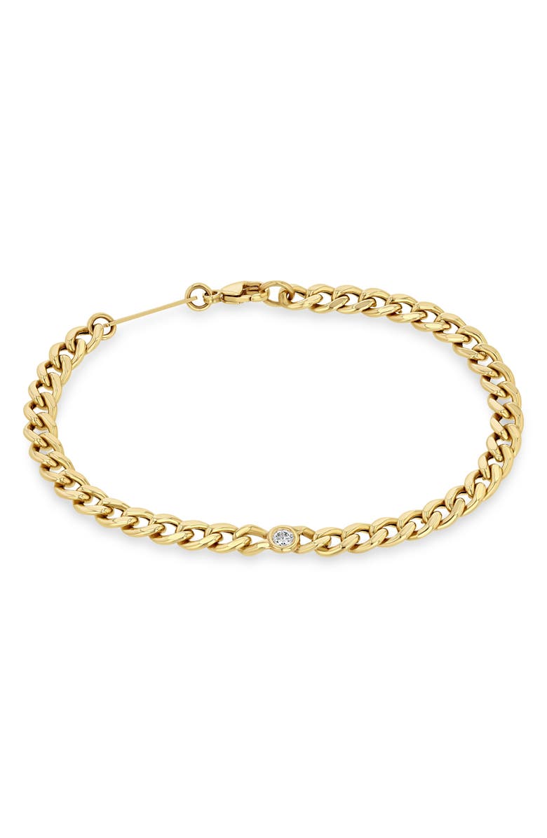 Zoë Chicco Floating Diamond Bezel Curb Chain Bracelet, Alternate, color, Yellow Gold