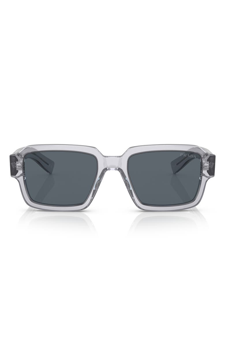 Prada 54mm Square Sunglasses, Main, color, Transparent Grey / Blue