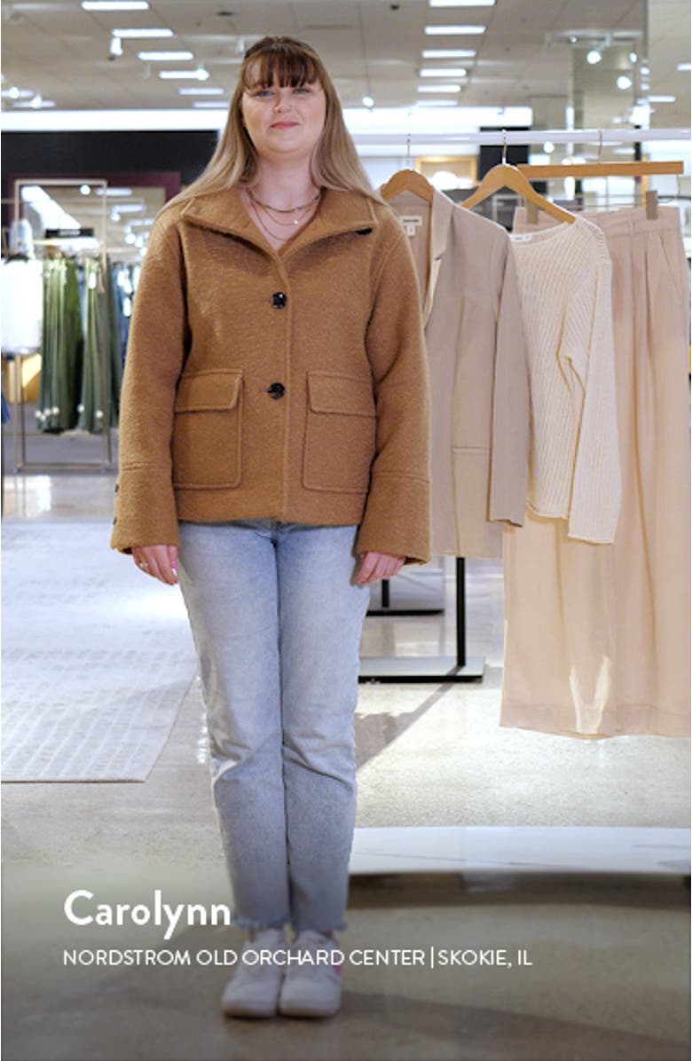 Stand Collar Pressed Bouclé Jacket, sales video thumbnail