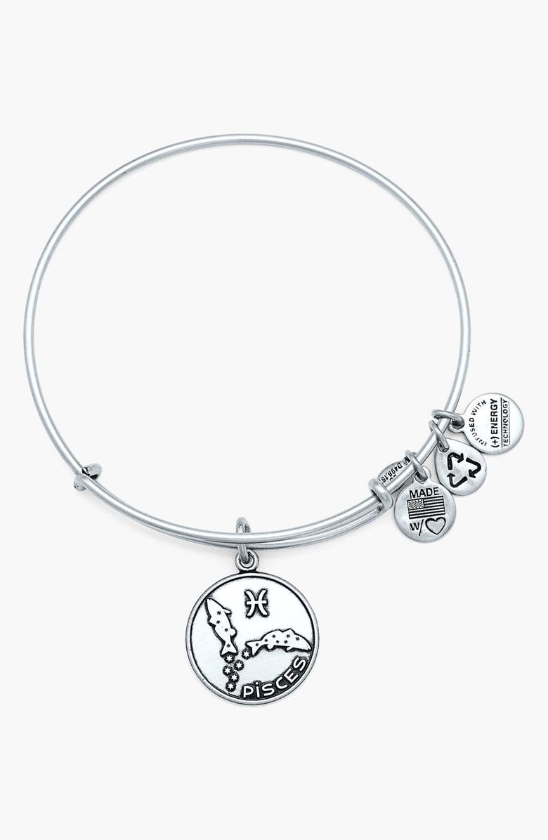 Alex and Ani 'Pisces' Adjustable Wire Bangle, Main, color, 