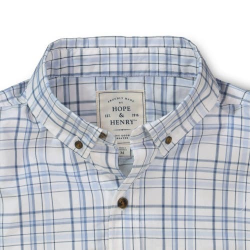 Hope & Henry Poplin Button Down Shirt In Light Blue Plaid
