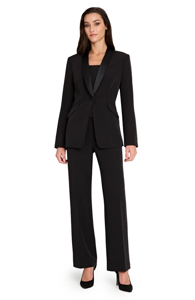 Tahari ASL Crepe Tuxedo Jacket, Alternate, color, Black