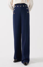 LK Bennett Olive Crepe Sailor Trousers