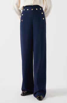 LK Bennett Olive Crepe Sailor Trousers