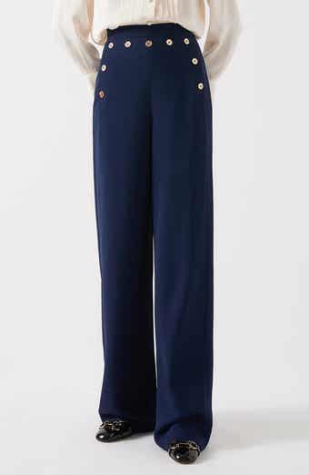 LK Bennett Olive Crepe Sailor Trousers