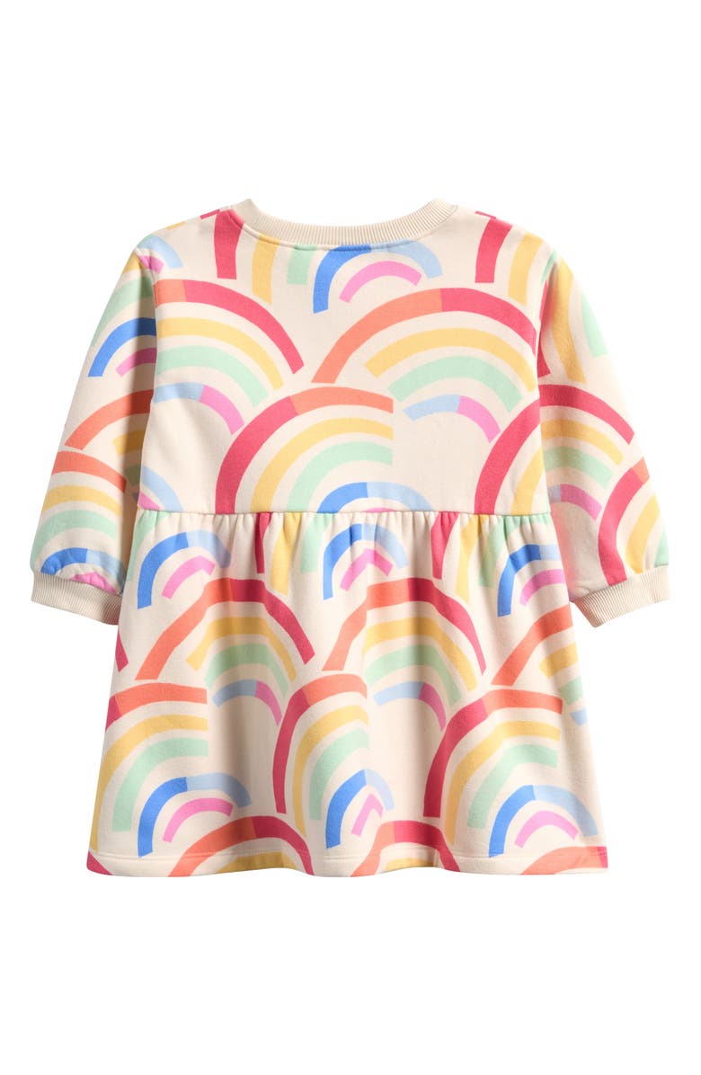NEXT Kids' Squiggle Print Long Sleeve Cotton Blend Dress, Alternate, color, White Multi