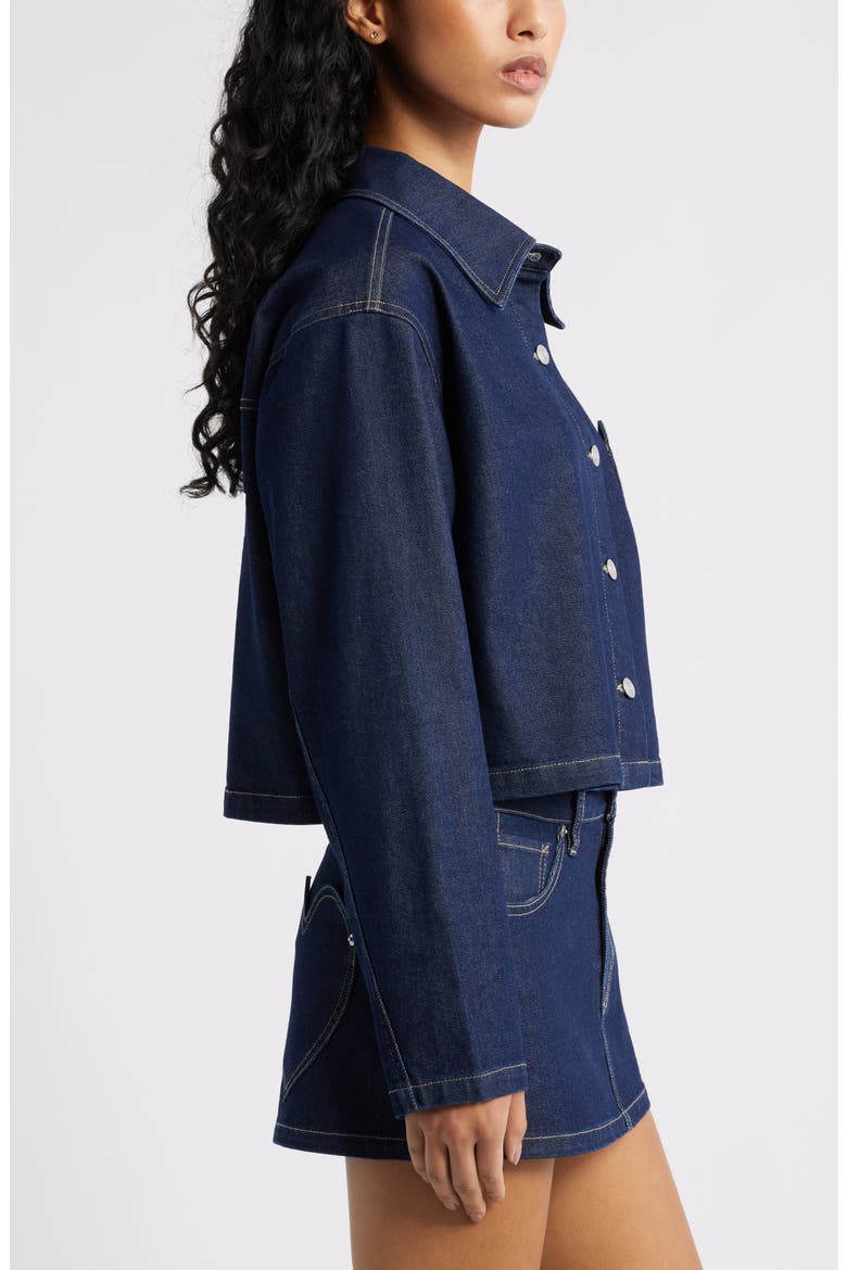 Heart Pocket Crop Denim Shacket, Alternate, color, RINSE WASH