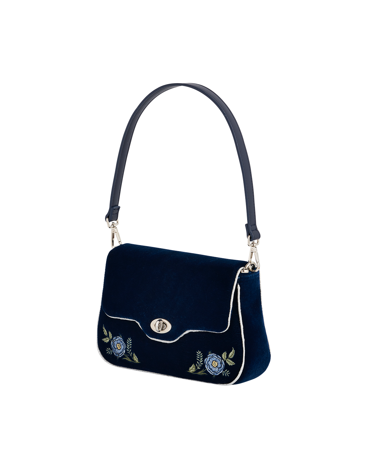 Fable England Rose Embroidered Blue Clutch, Alternate, color, Navy