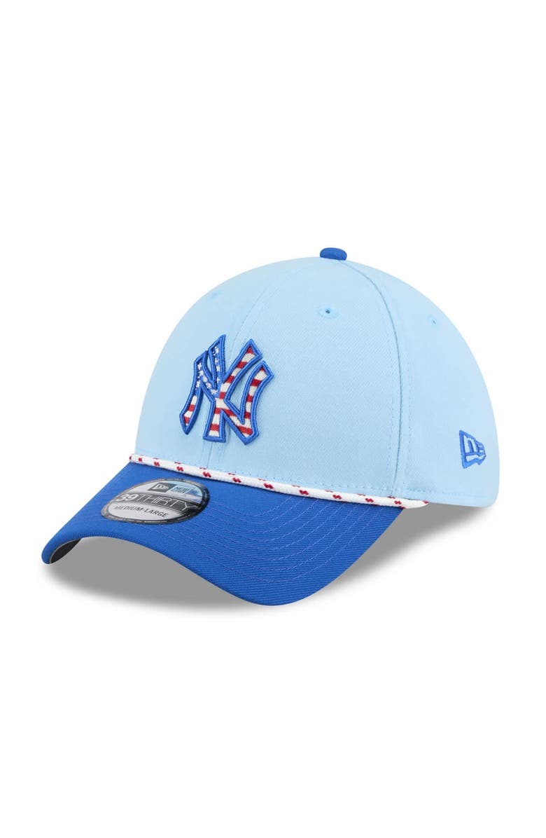 New Era Men's New Era Light Blue/Blue New York Yankees 2025 Fourth of July 39THIRTY Flex Hat, Main, color, 