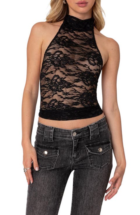 Alena Sheer Lace Halter Top