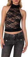 EDIKTED Alena Sheer Lace Halter Top