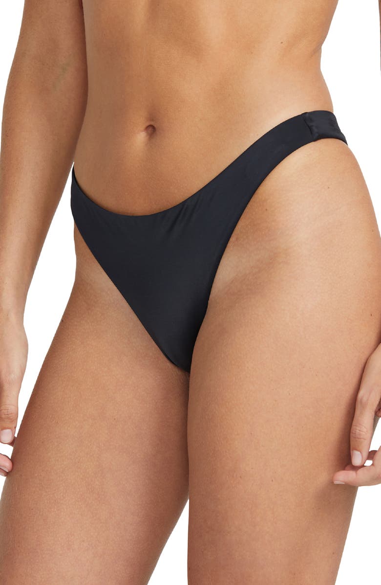 Volcom Simply Seamless Tiny Bikini Bottoms, Alternate, color, Black