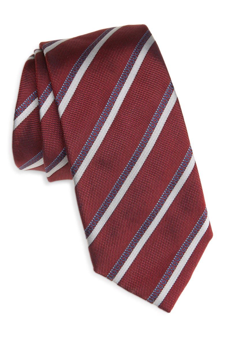 Cina Silk Tie, Main, color, BORDEAUX