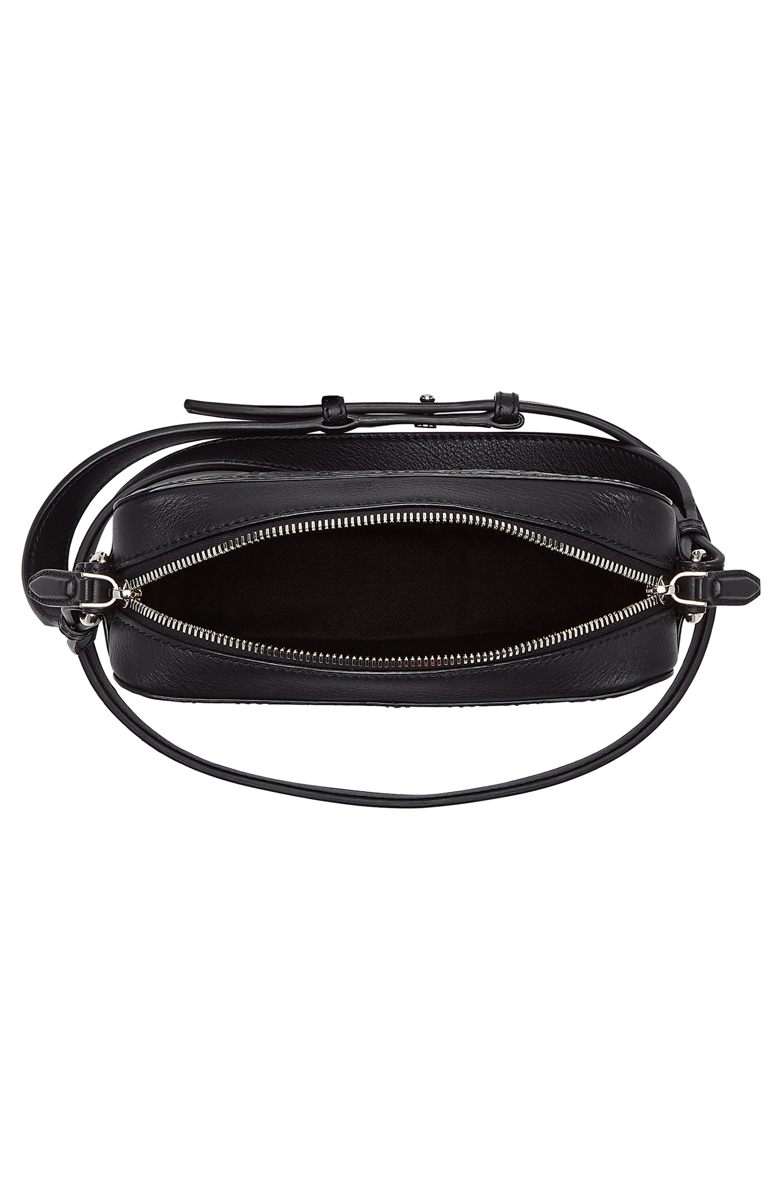 Gancio Embossed Leather Travel Shoulder Bag, Alternate, color, NERO