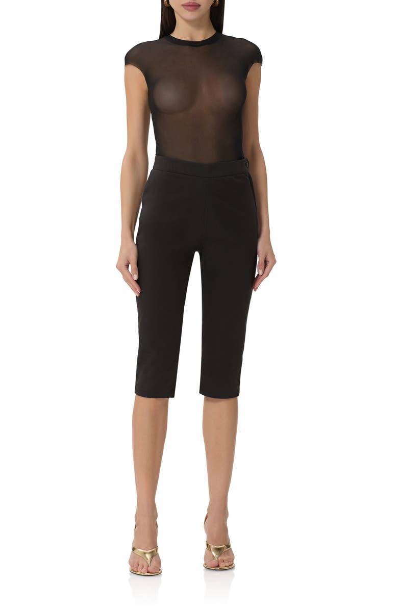 AFRM Calla Faux Leather Capri Pants, Alternate, color, Noir