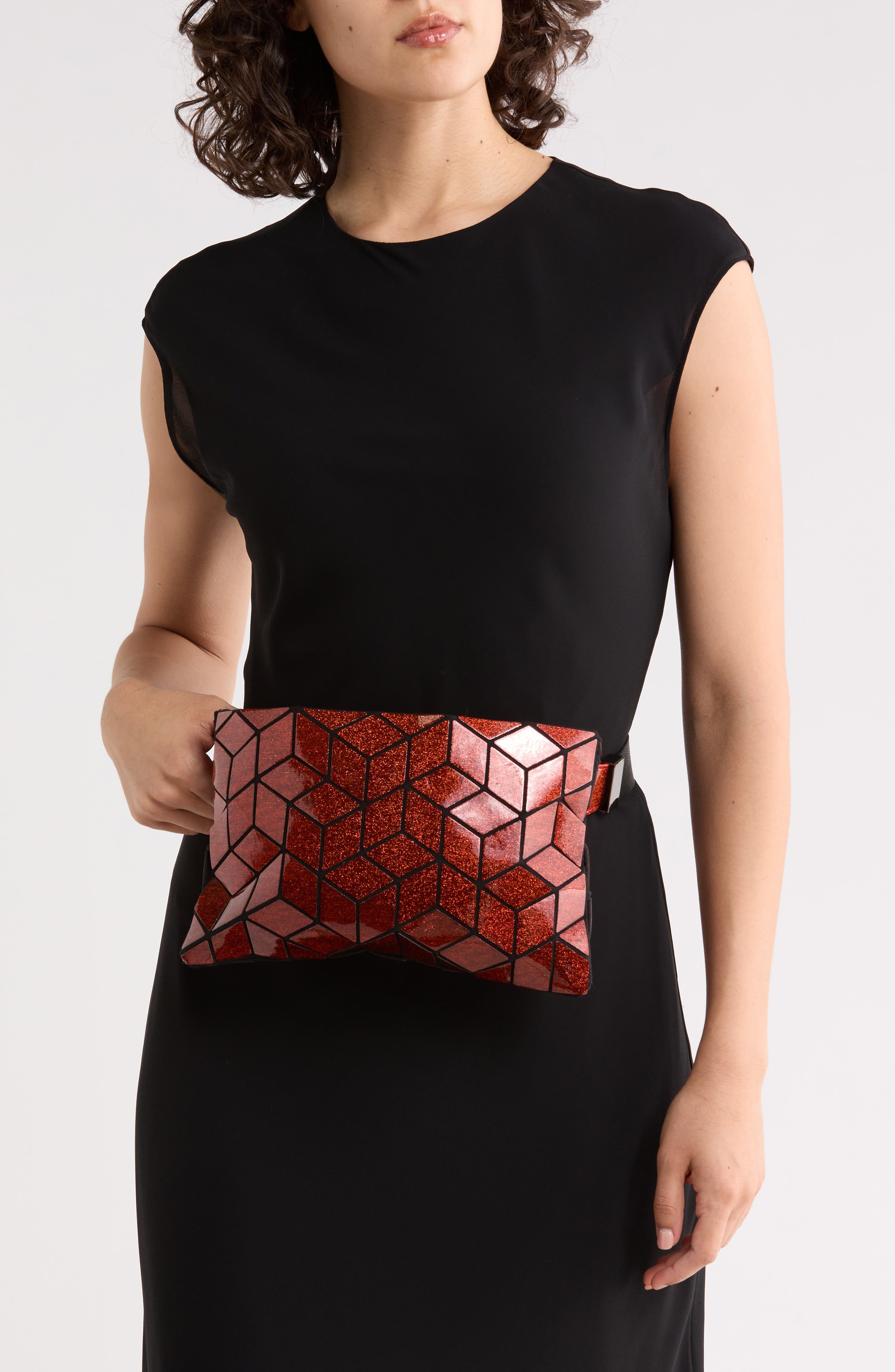 Glitter Geo Belt Bag, Alternate, color, RED GLITTER