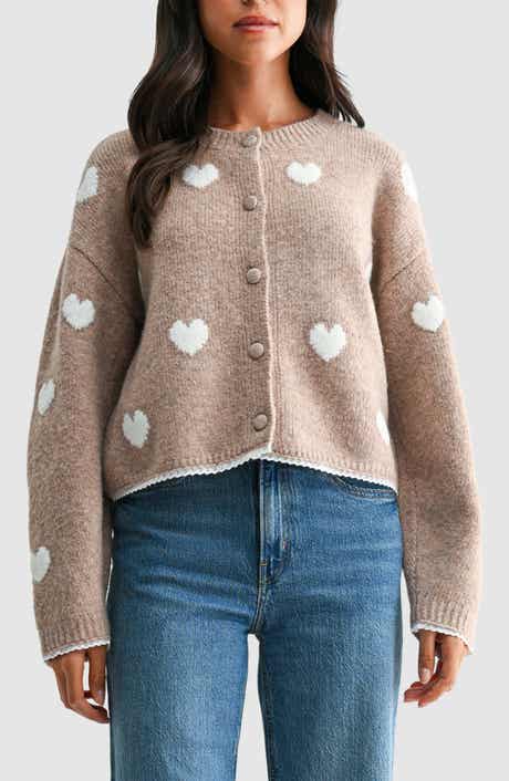 Lace Trimmed Heart Cardigan
