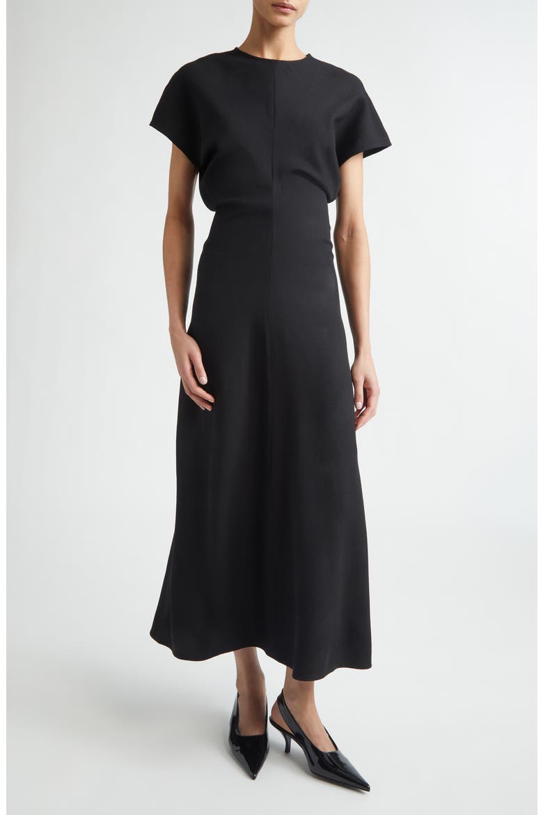 Slouch Waist Wool Dress, Main, color, BLACK