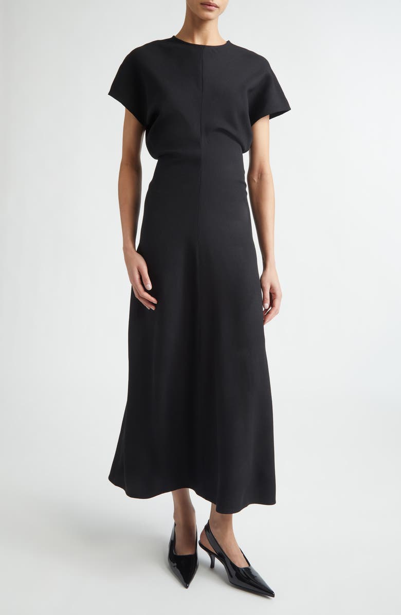 TOTEME Slouch Waist Wool Dress, Main, color, Black