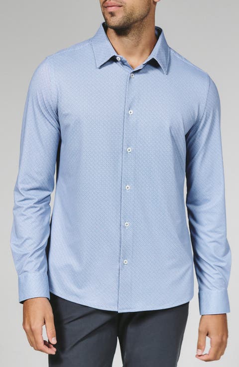 Wilhelm Geo Print Wrinkle Resistant Performance Button-Up Shirt