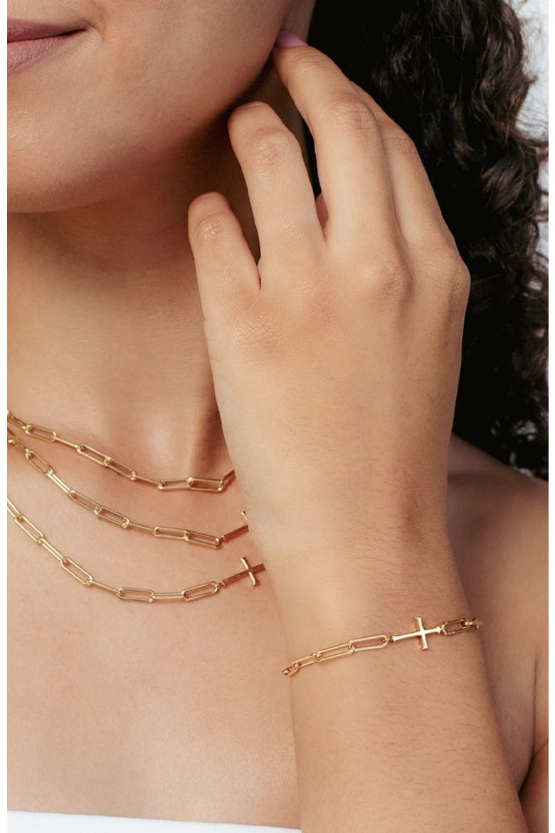 Chain Breaker Cross Bracelet, Alternate, color, 18k Gold Plated