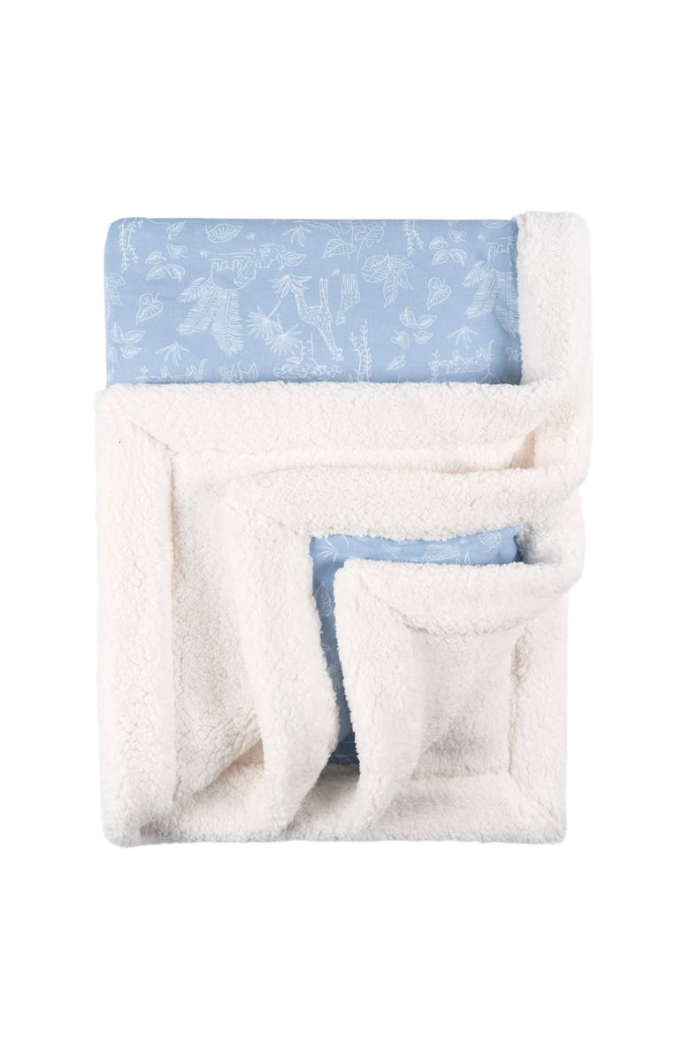 Just Born Nature Plush Blanket with Fleece Trim, Main, color, Blue Nature