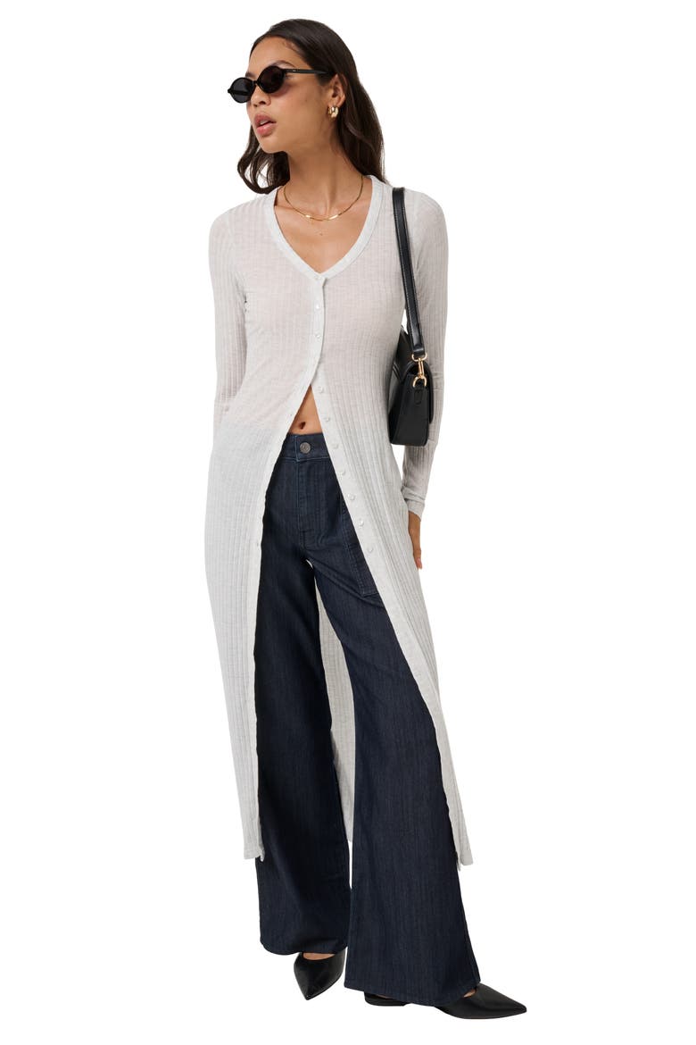 Cloud Modal Ribbed Duster, Alternate, color, HEATHER LIGHT GREY