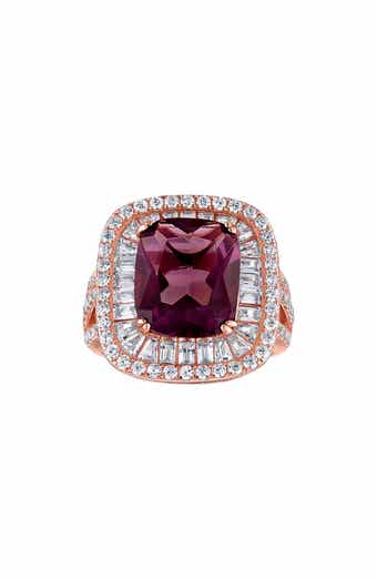 FUZION CREATIONS Amethyst Cubic Zirconia Halo Ring