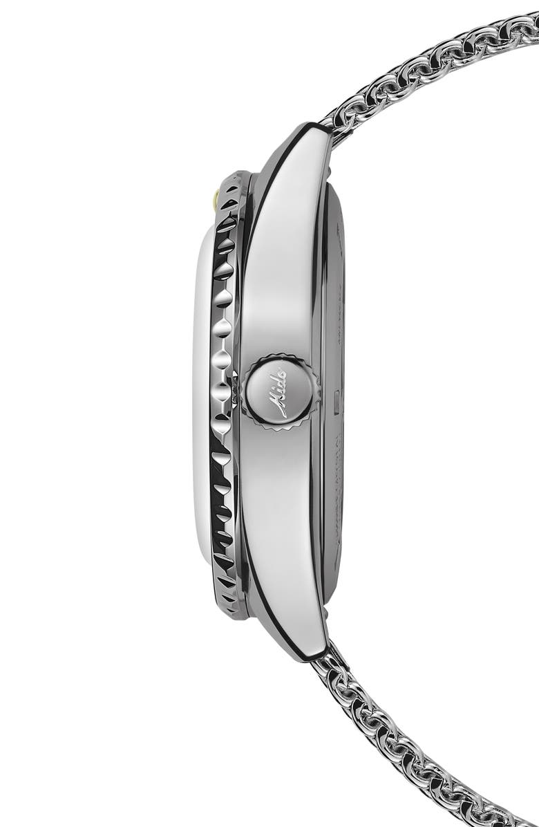 MIDO Ocean Star Decompression Worldtimer Bracelet Watch & Rubber Strap Gift Set, 40.5mm, Alternate, color, Blue