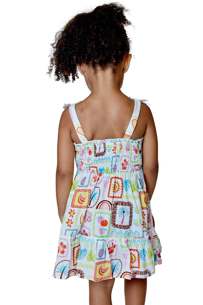 Kids' Print Smocked Sundress, Alternate, color, WHITE COMBO