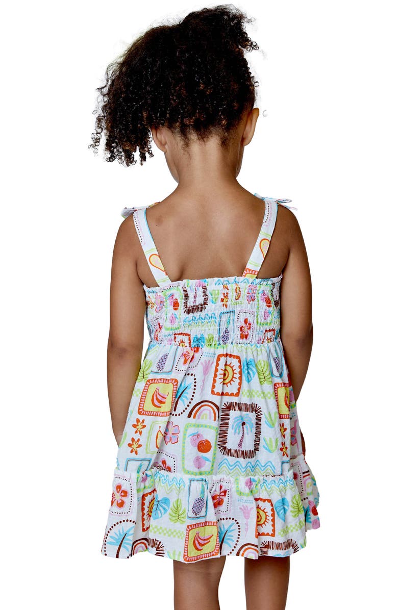Design History Kids' Print Smocked Sundress, Alternate, color, White Combo