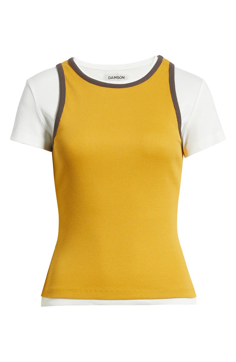 Damson Madder Manon Layered Organic Cotton T-Shirt, Alternate, color, Yellow