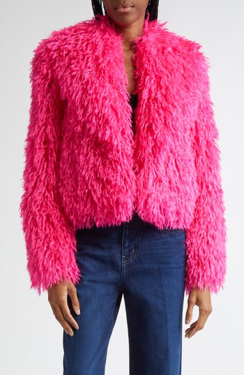 L'agence Davy Faux Fur Jacket In Pink