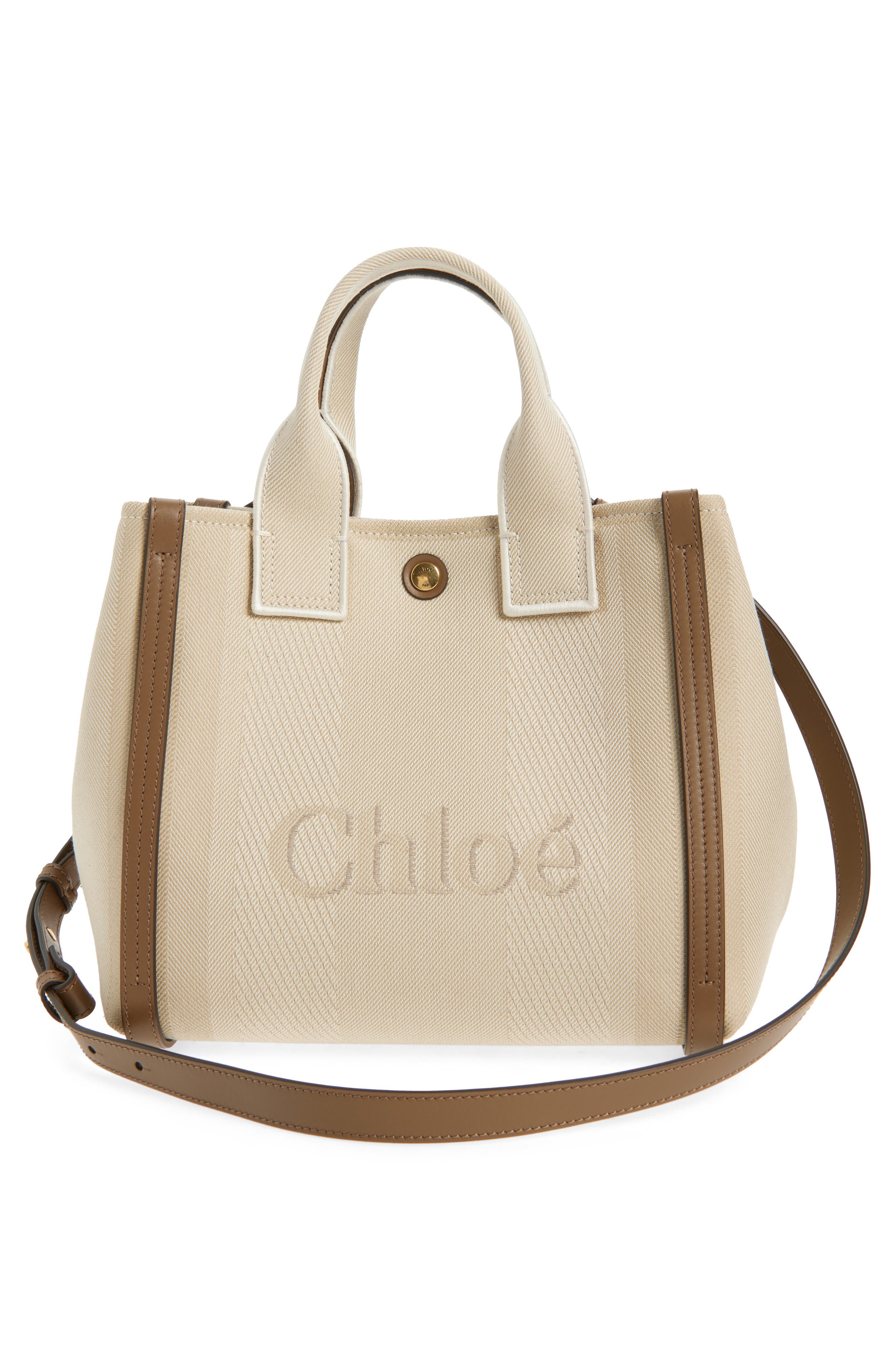 Chloé Logo Canvas Tote, Alternate, color, Vegetal Beige
