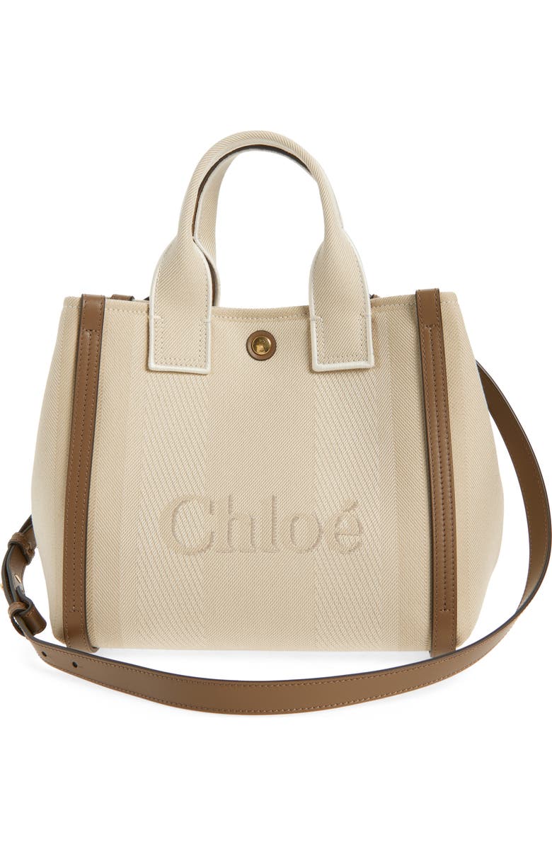Chloé Logo Canvas Tote, Alternate, color, Vegetal Beige