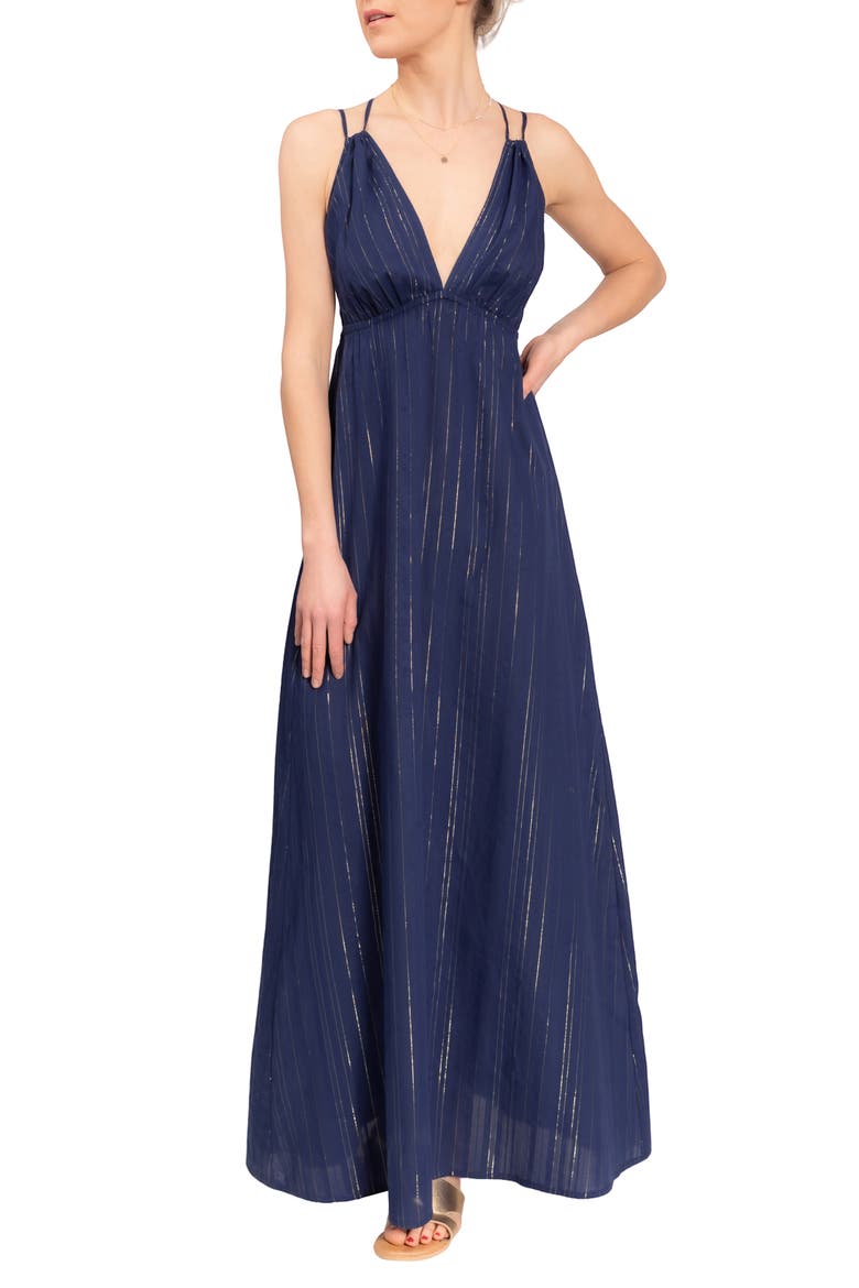 Hazel Long Cotton Nightgown, Main, color, MIDNIGHT SHIMMER