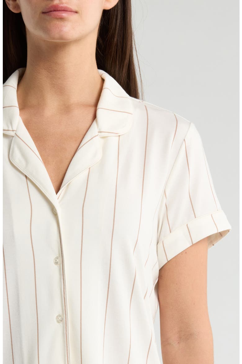 Moonlight Eco Crop Pajamas, Alternate, color, IVORY- TAN CALM PINSTRIPE