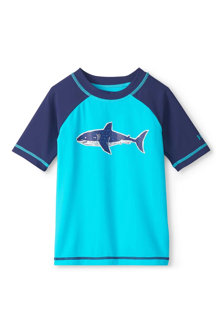 Kids' Blue Shark Rashguard, Main, color, BLUE CURACAO