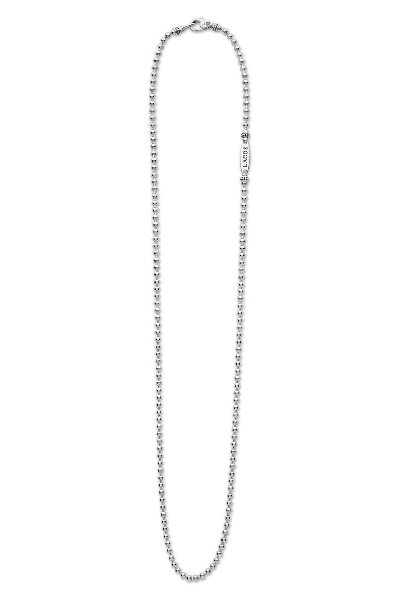 Men's Signature Caviar Ball Chain Necklace, Alternate, color, SILVER