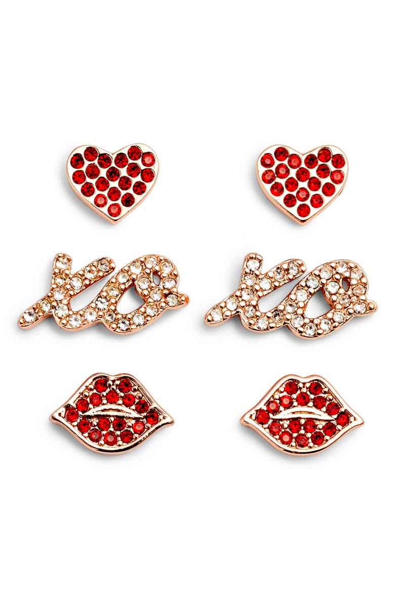 Kate Spade New York things we love set of 3 stud earrings, Main, color, 