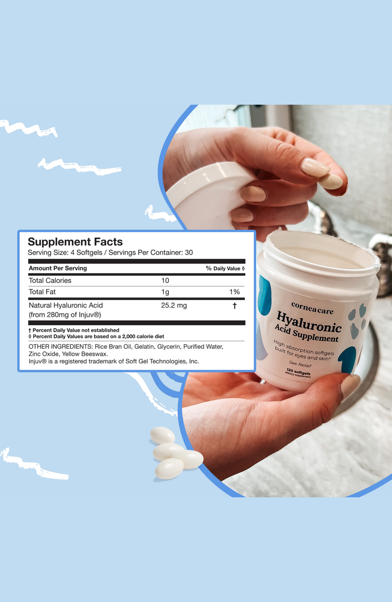Cornea Care Hyaluronic Acid Supplement for Eyes and Skin, Alternate, color,
