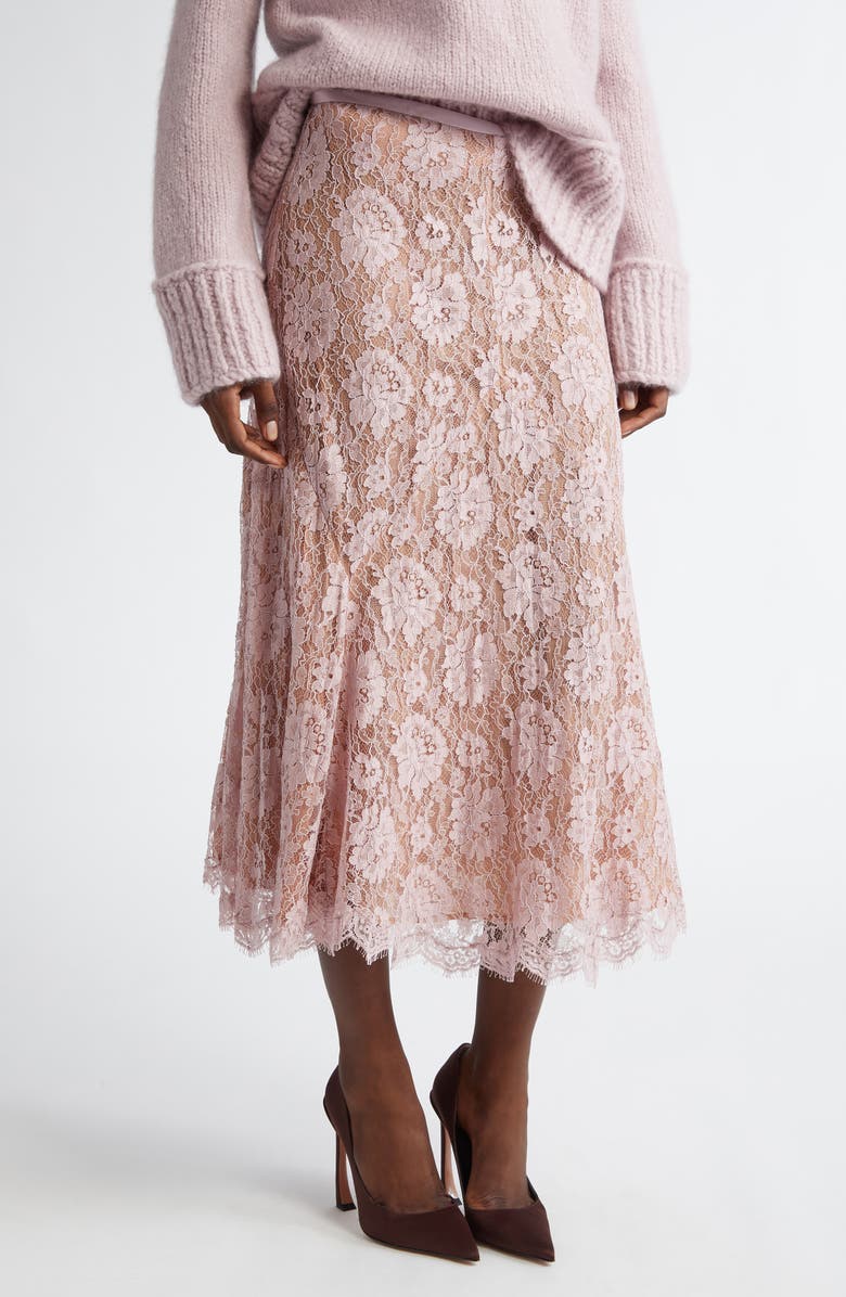 Michael Kors Collection Dance Crushed Floral Lace Skirt, Main, color, Blush