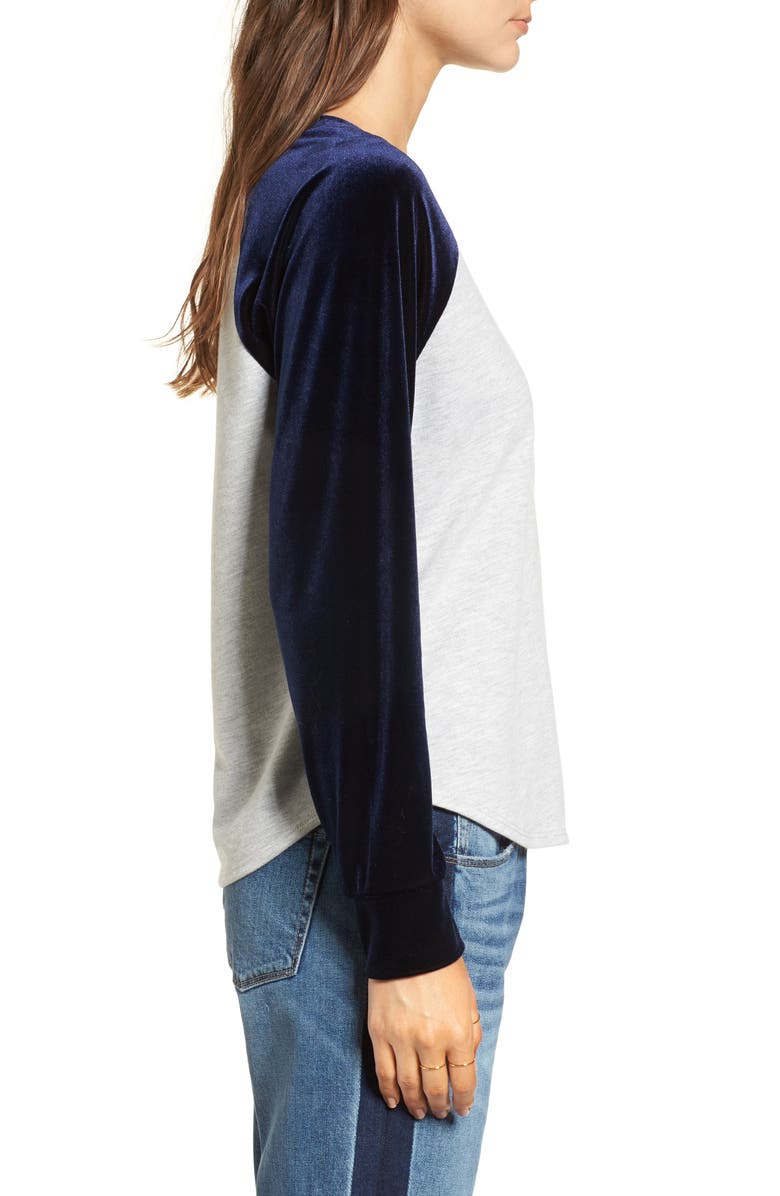Treasure & Bond Velour Baseball Tee, Alternate, color, 