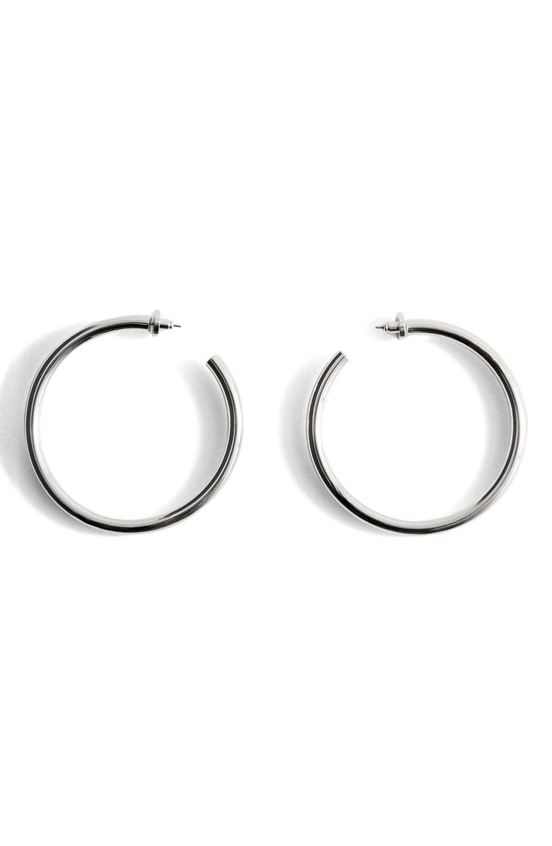 MANGO x Kaia Gerber Thick Hoop Earrings, Main, color, Silver