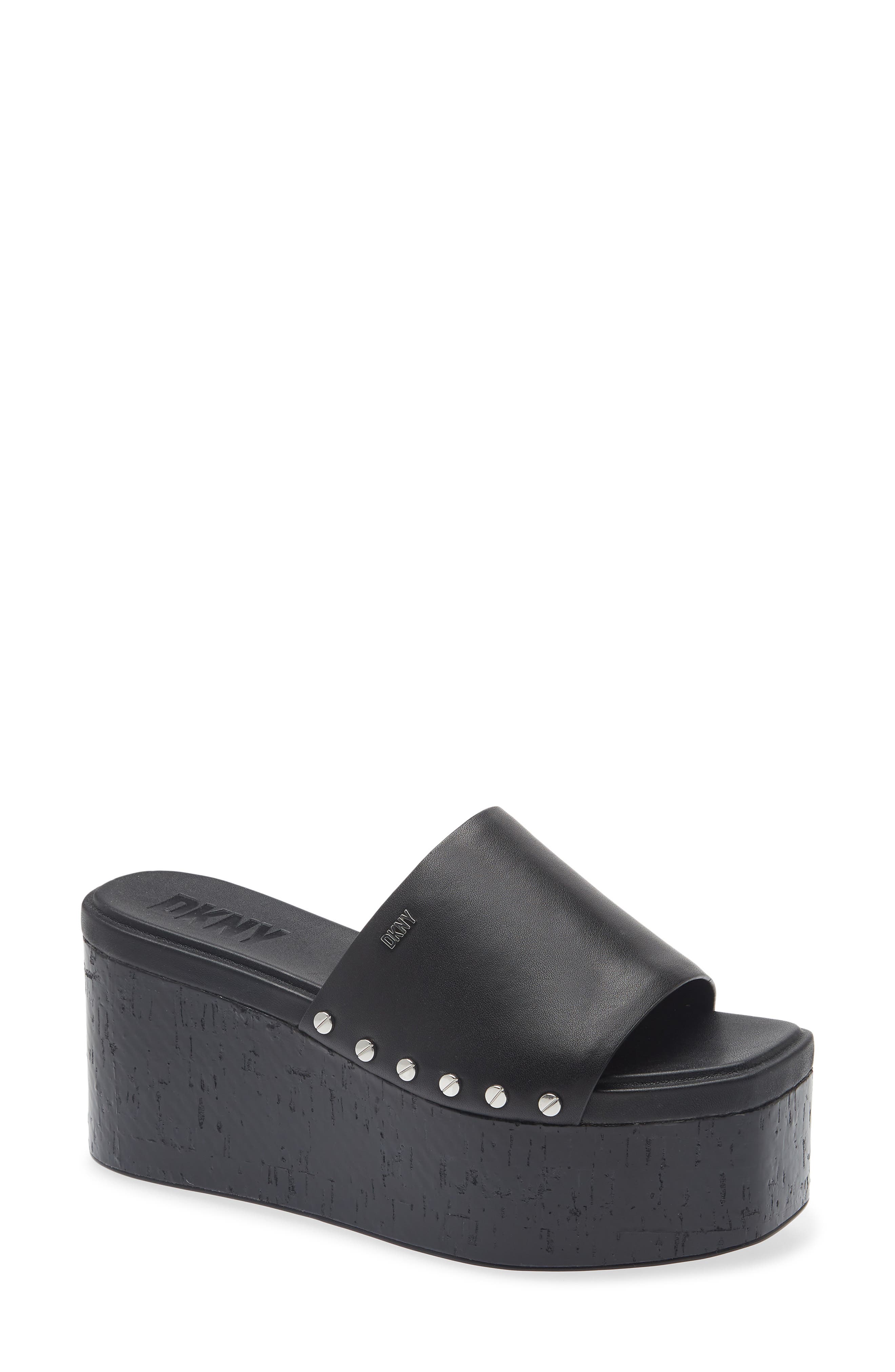 DKNY Alvy Platform Slide Sandal, Main, color, Black