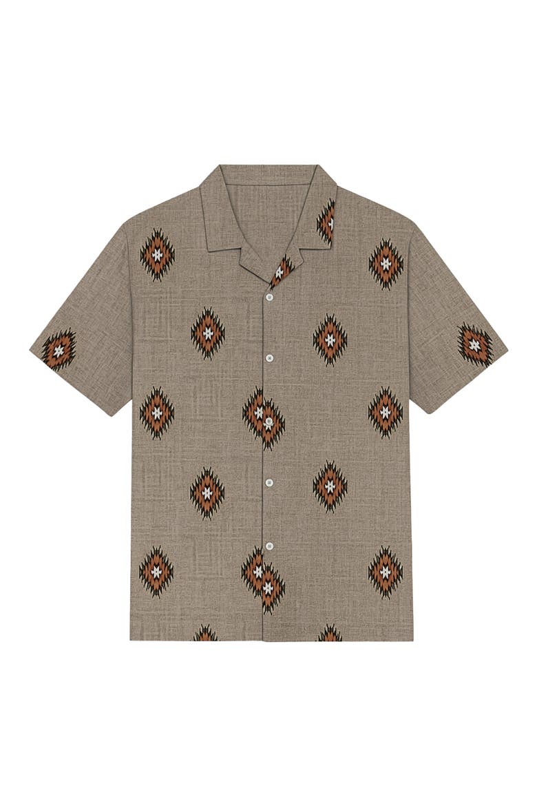 Homer Geometric Print Short Sleeve Shirt, Alternate, color, TAUPE