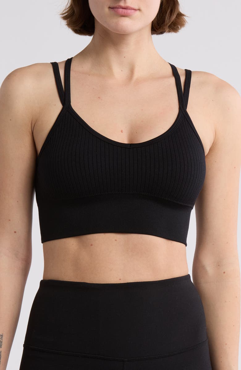 Z by Zella Strappy Racerback Rib Sports Bra, Main, color,