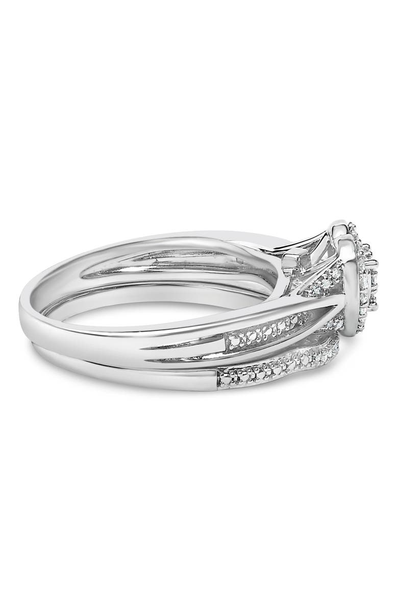 Haus of Brilliance Sterling Silver 1/5 Cttw Diamond Heart Motif Bridal Set, Alternate, color, Silver