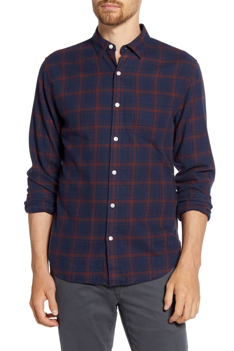 Slim Fit Plaid Flannel Button-Up Shirt, Main, color, PLAID - EXPEDITION NAVY