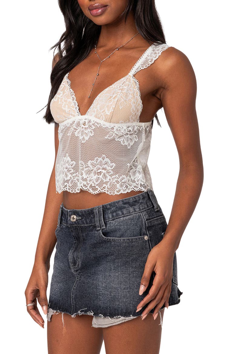 Jasmine Sheer Lace Crop Tank Top, Alternate, color, WHITE